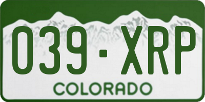 CO license plate 039XRP