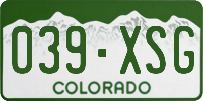 CO license plate 039XSG