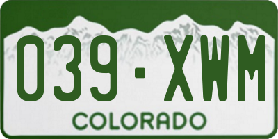 CO license plate 039XWM