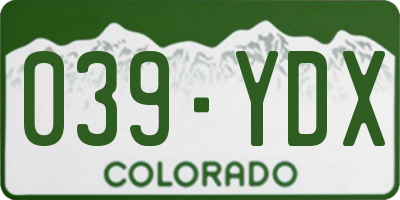CO license plate 039YDX