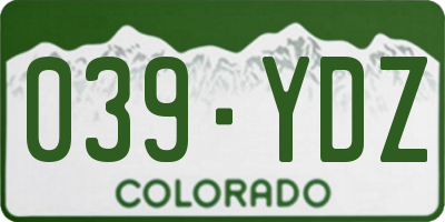 CO license plate 039YDZ