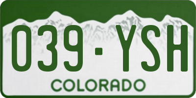 CO license plate 039YSH