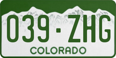 CO license plate 039ZHG