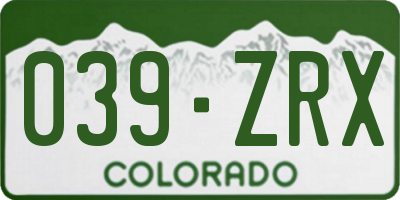 CO license plate 039ZRX