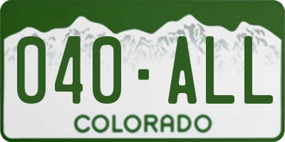 CO license plate 040ALL