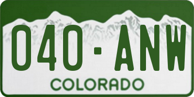 CO license plate 040ANW
