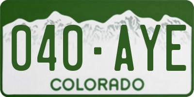 CO license plate 040AYE