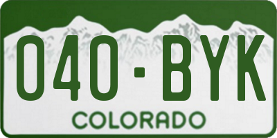 CO license plate 040BYK