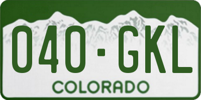 CO license plate 040GKL