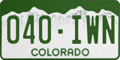 CO license plate 040IWN