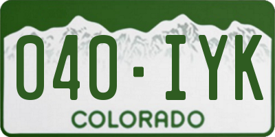 CO license plate 040IYK