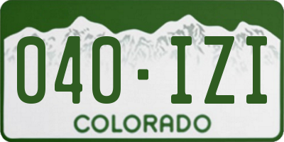 CO license plate 040IZI