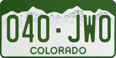 CO license plate 040JWO