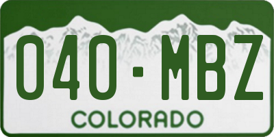 CO license plate 040MBZ