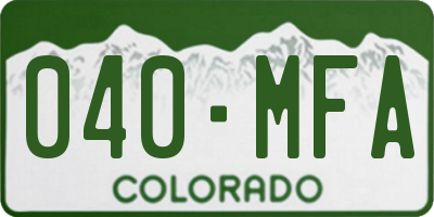 CO license plate 040MFA
