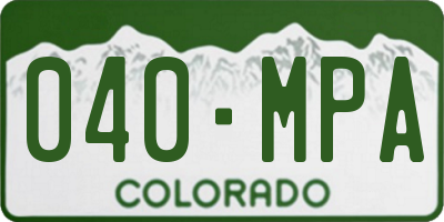 CO license plate 040MPA