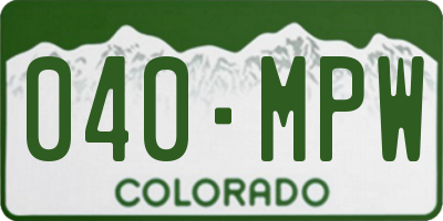 CO license plate 040MPW