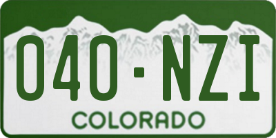 CO license plate 040NZI