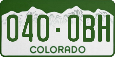 CO license plate 040OBH