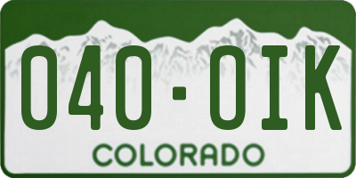 CO license plate 040OIK