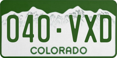 CO license plate 040VXD