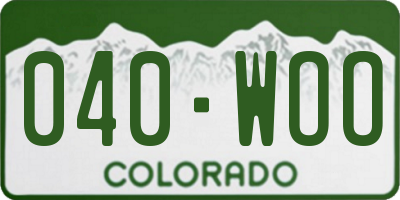 CO license plate 040WOO