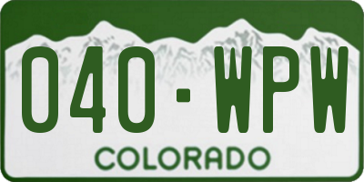 CO license plate 040WPW
