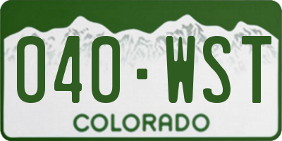 CO license plate 040WST