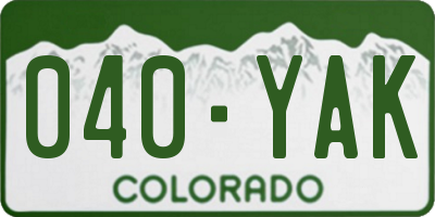 CO license plate 040YAK