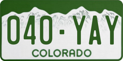 CO license plate 040YAY