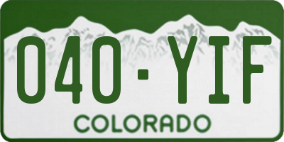 CO license plate 040YIF
