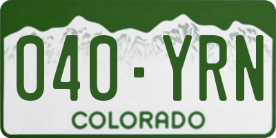 CO license plate 040YRN