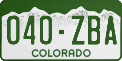 CO license plate 040ZBA