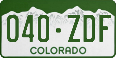 CO license plate 040ZDF