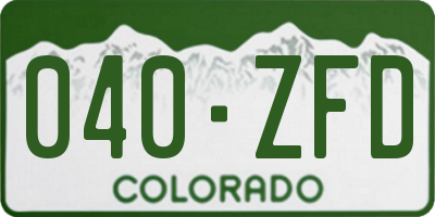 CO license plate 040ZFD