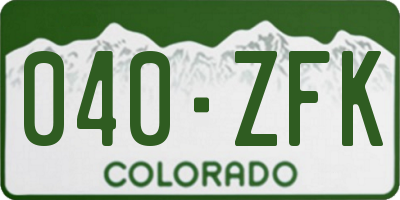 CO license plate 040ZFK