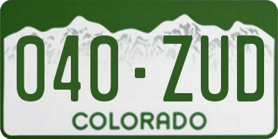 CO license plate 040ZUD