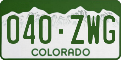 CO license plate 040ZWG