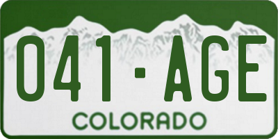 CO license plate 041AGE