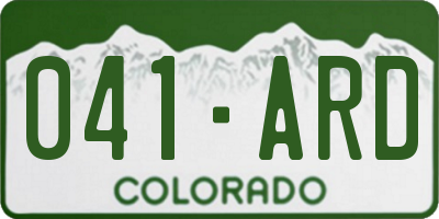 CO license plate 041ARD
