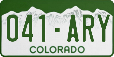 CO license plate 041ARY
