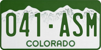 CO license plate 041ASM