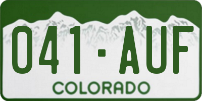 CO license plate 041AUF