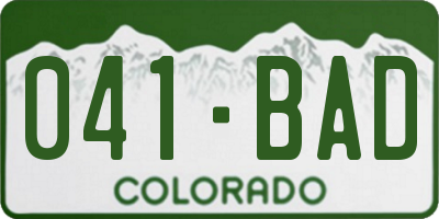 CO license plate 041BAD