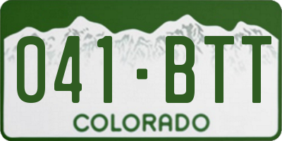 CO license plate 041BTT
