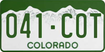 CO license plate 041COT