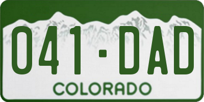 CO license plate 041DAD