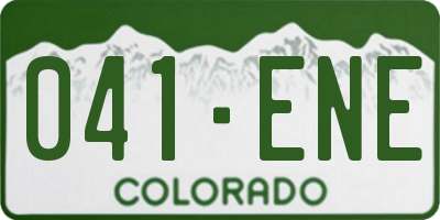 CO license plate 041ENE