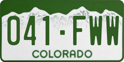 CO license plate 041FWW