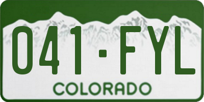CO license plate 041FYL